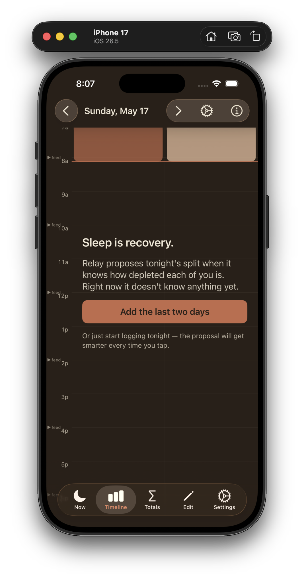 Timeline tab